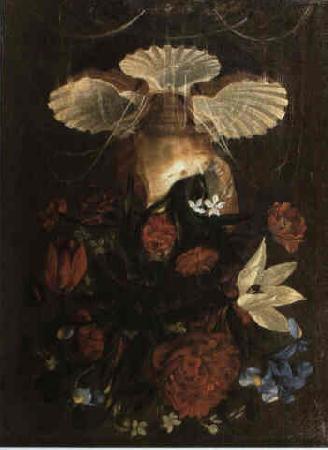 Juan de Espinosa Floral still life arranged in conch shell oil painting picture